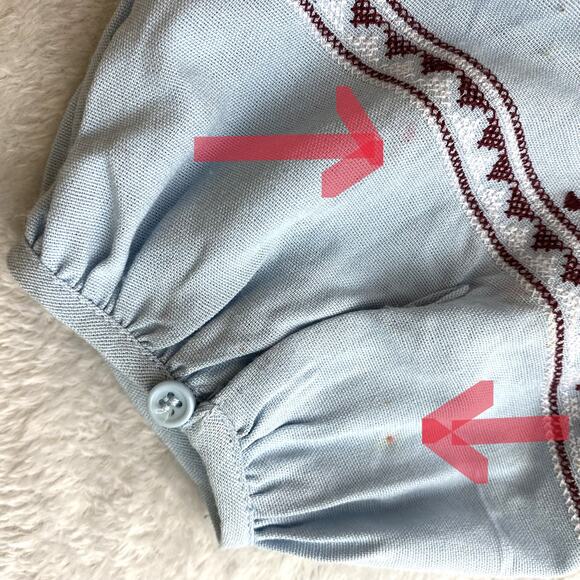 Blue Rain Boho Embroidered Mini Tunic Dress M Blue Southwestern Coastal Beach - Picture 9 of 12